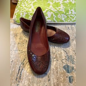 Brighton Melisa Maroon Patent Leather Laser Cut Flats 7